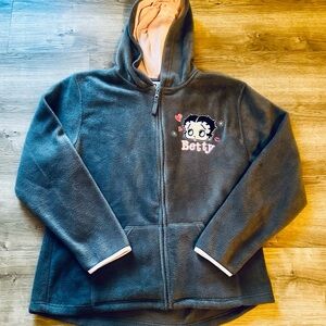 Vintage Betty Boop Gray Fleece Sweatshirt with Hood